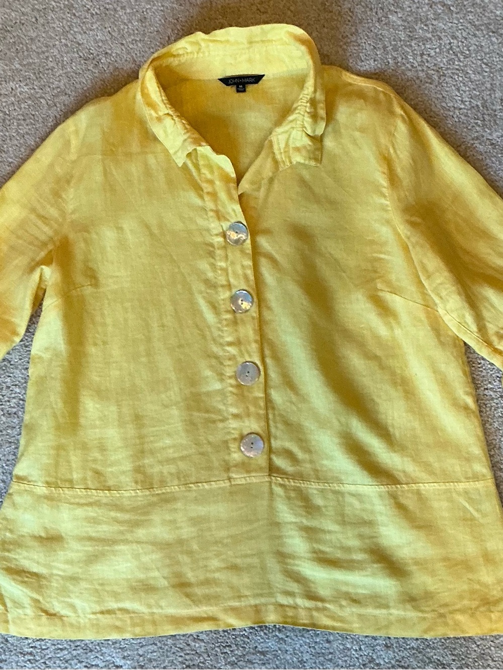 John Mark Linen Button-Front Tunic Yellow Like New - Size Medium